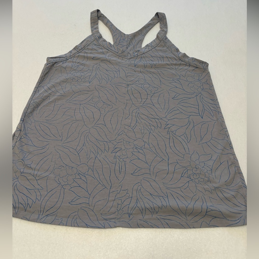 Sherpa Adventure Gear Racerback Athletic Tank Top Gray Blue Print Size L